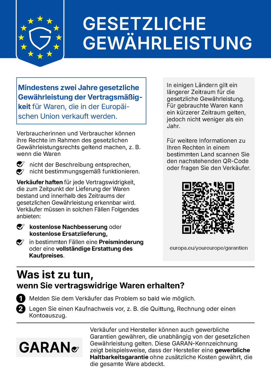 EU-Hinweis: Ihre Rechte aus der gesetzlichen Gewährleistung